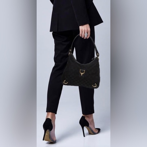 Gucci “Abbey” D-Ring Hobo Black Monogram Canvas - Picture 7 of 9